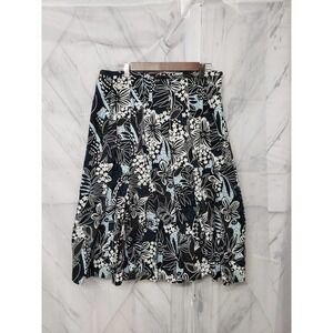 JM Collection Black Blue Floral Boho A Line Midi Skirt 14